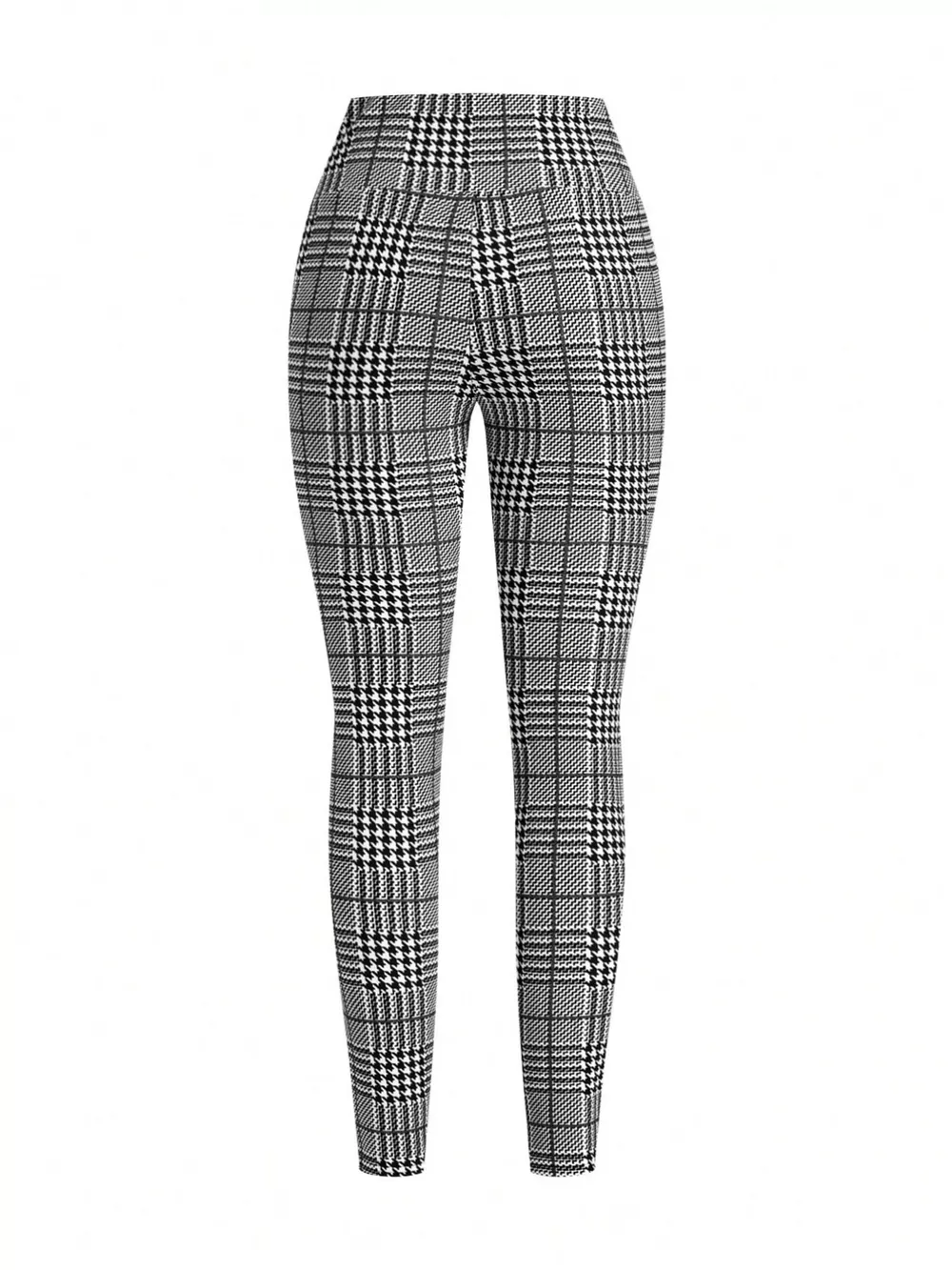 High Waist Plaid Slim Fit Pants, image 6