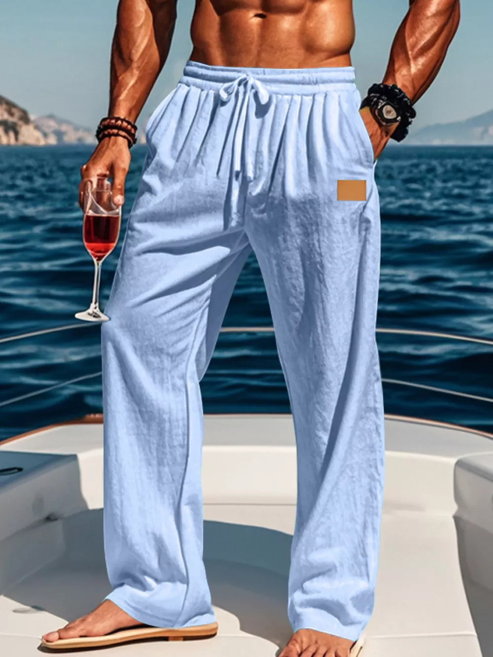 Men's Full Size Drawstring Wide Leg Pants Plus Size, image 13