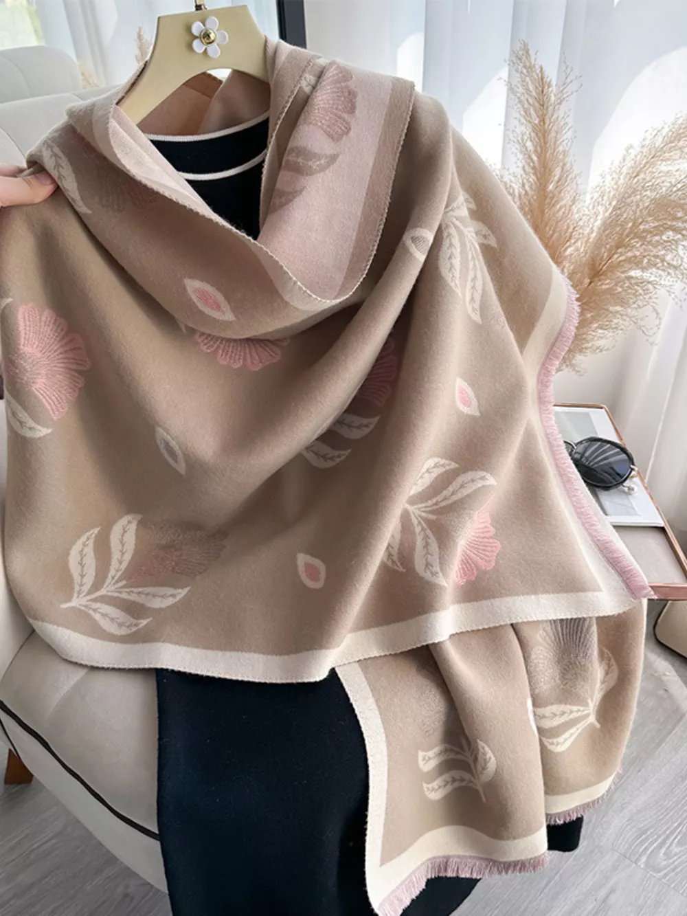 Printed Raw Hem Shawl, image 7
