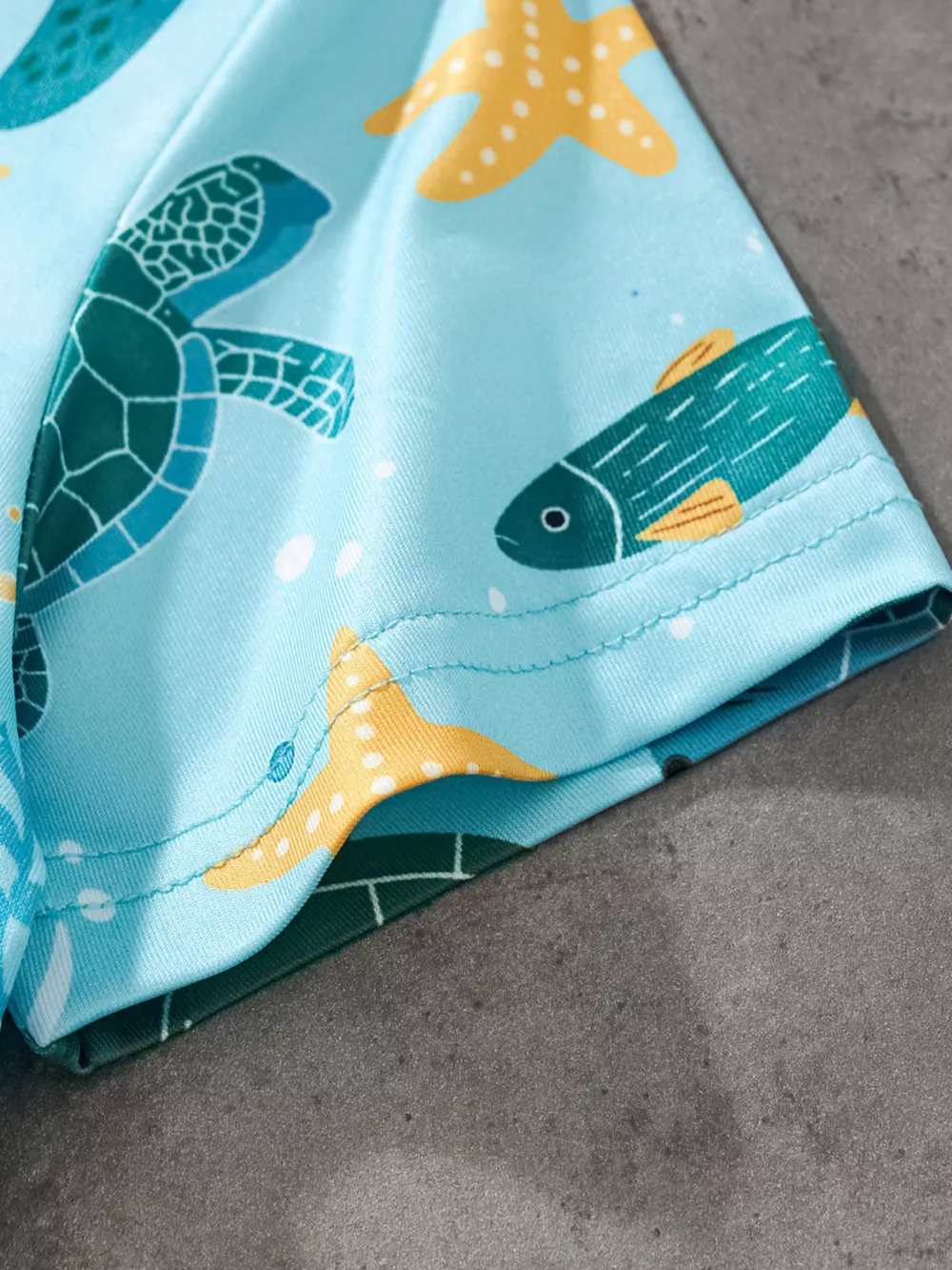 Children's Turtle Print Round Neck Tee and Shorts Set, image 5