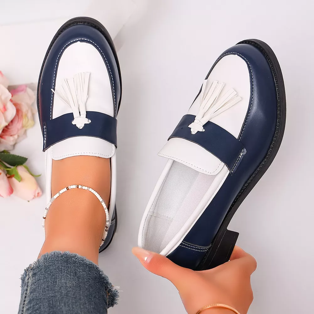Round Toe Block Heels Loafers, image 7