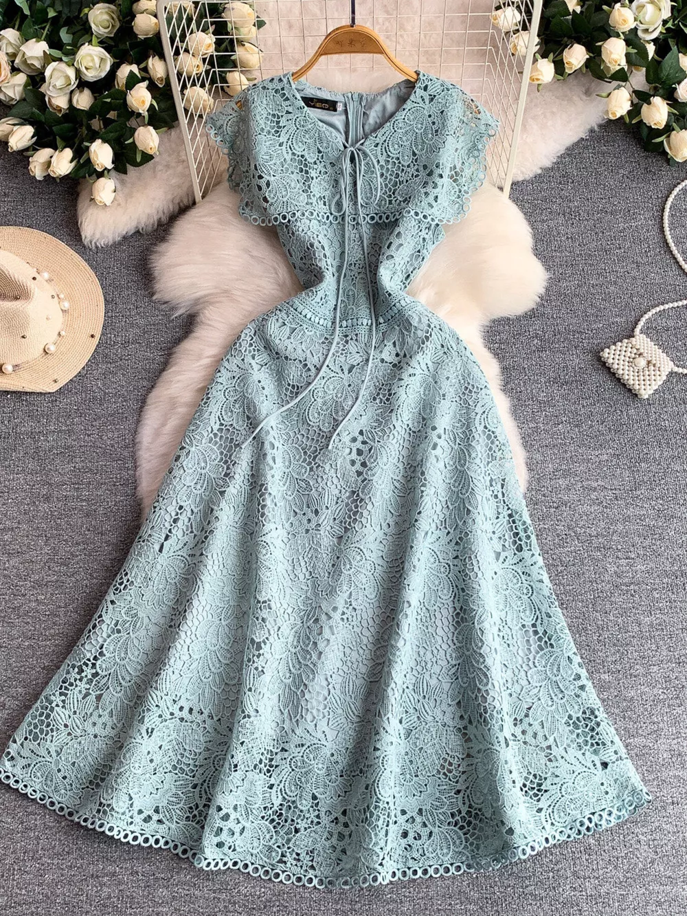 Lace Sleeveless A-Line Dress, image 17