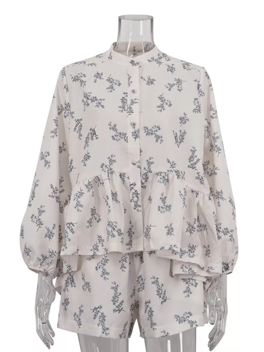 Floral Print Balloon Sleeve Top and Shorts Set, image 7
