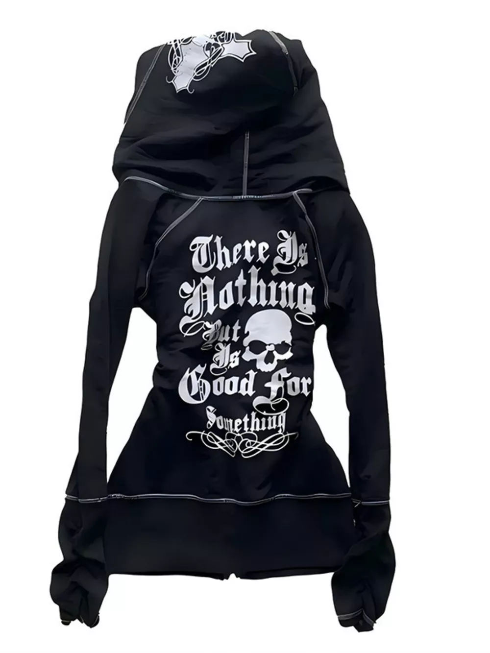Gothic Cross Leopard Lined Zip-Up Hoodie, image 5