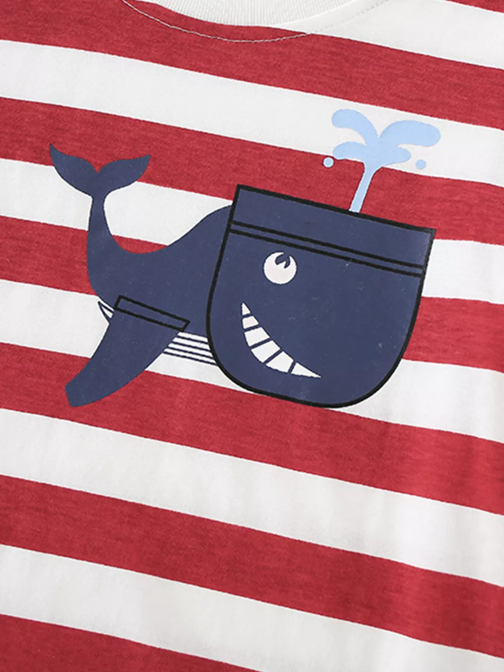 Children's Whale Print Striped Crew Neck T-Shirt, image 4