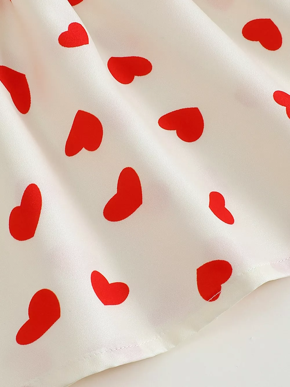 Children's Heart Print Puff Sleeve Dress with Bow, image 4