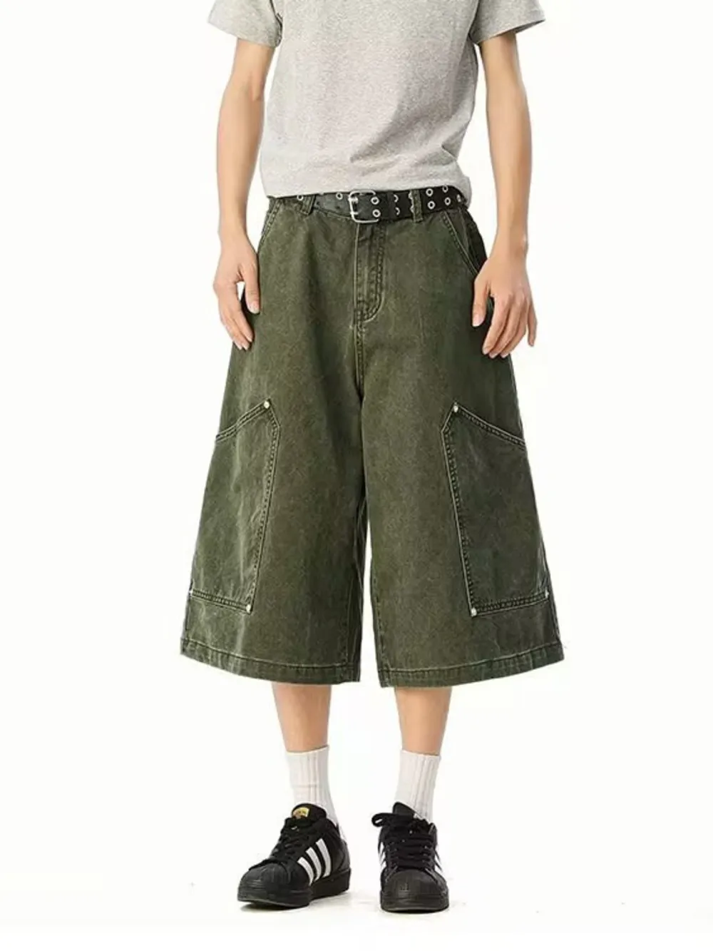 Men's Full Size Wide Leg Cropped Shorts Plus Size, image 4