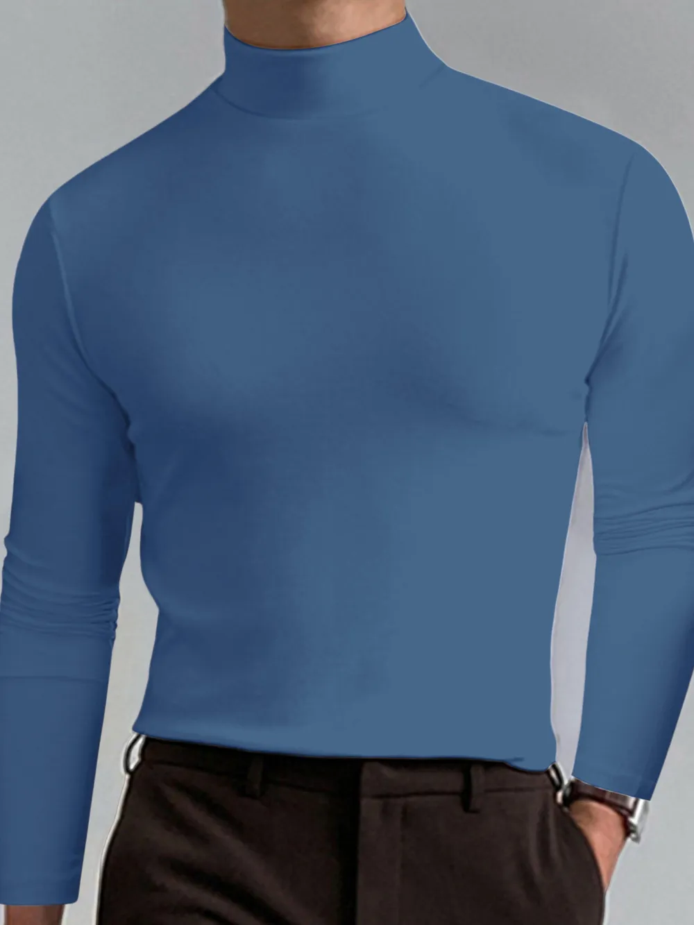 Men's Full Size Turtleneck Long Sleeve T-Shirt Plus Size, image 9
