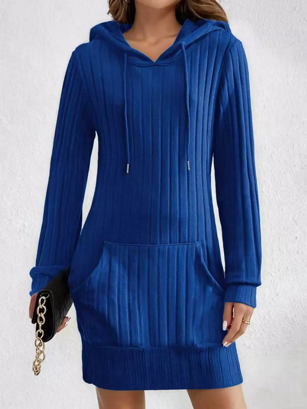 Ribbed Knit Hoodie Dress, image 7