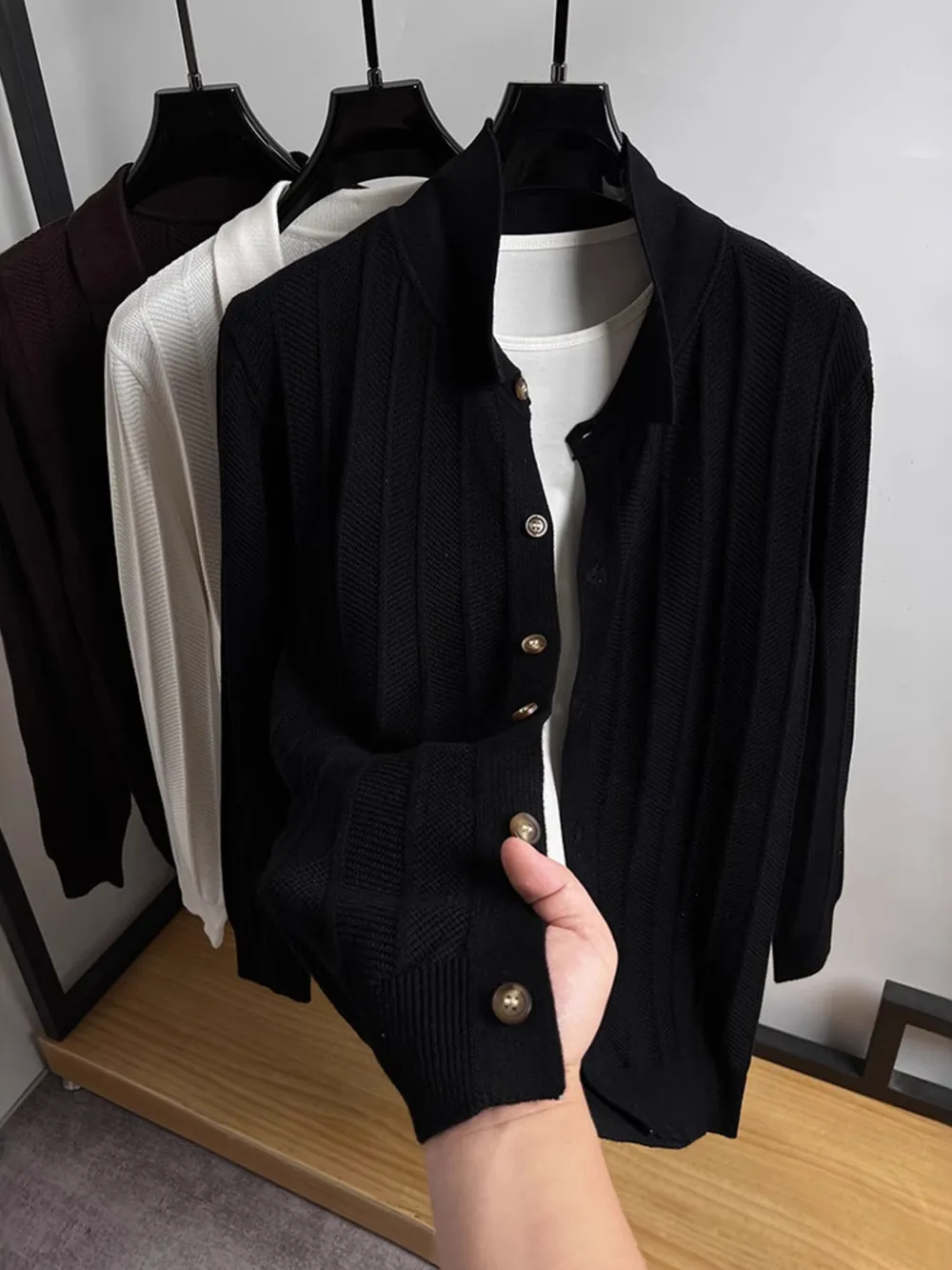 Men's Plus Size Button Down Knit Cardigan