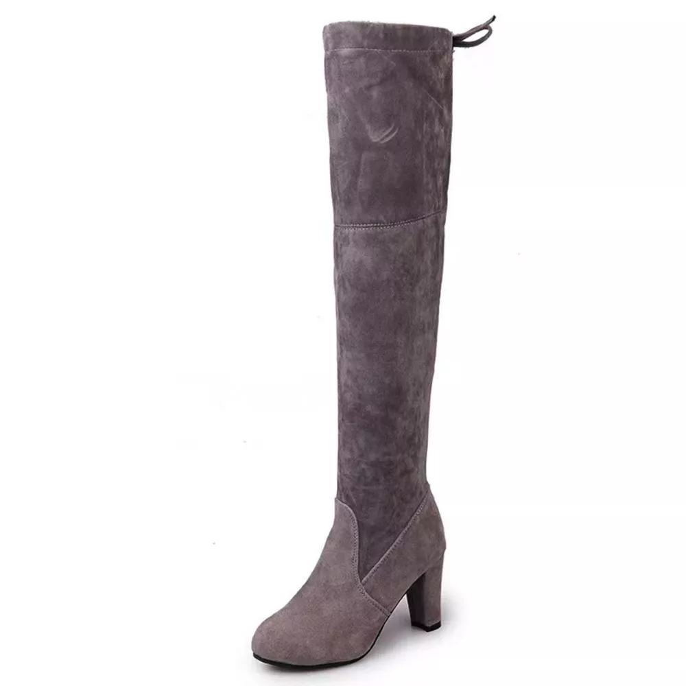 Round Toe Block Heels Boots, image 4
