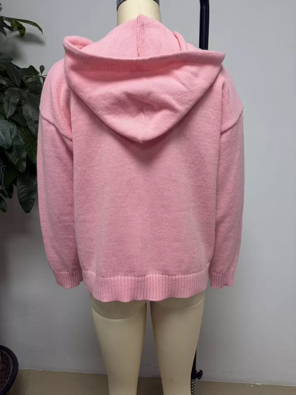 Zip-Up Hooded Knit Cardigan, image 4