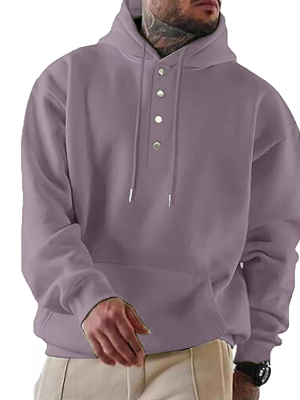 Men's Full Size Drawstring Kangaroo Pocket Hoodie Plus Size, image 4