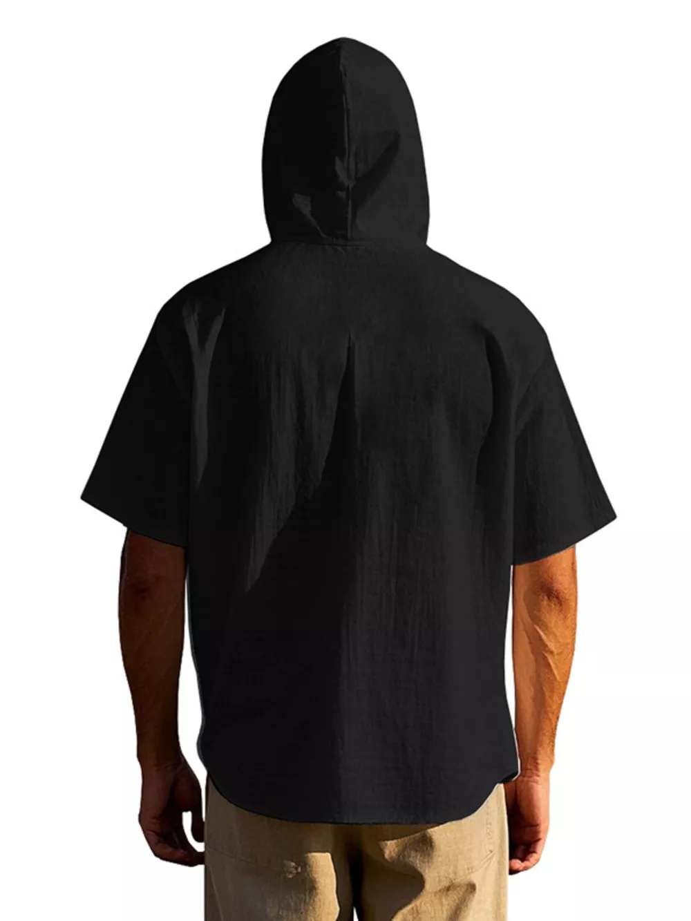 Men's Full Size Casual Hooded Short-Sleeve Shirt Plus Size, image 4