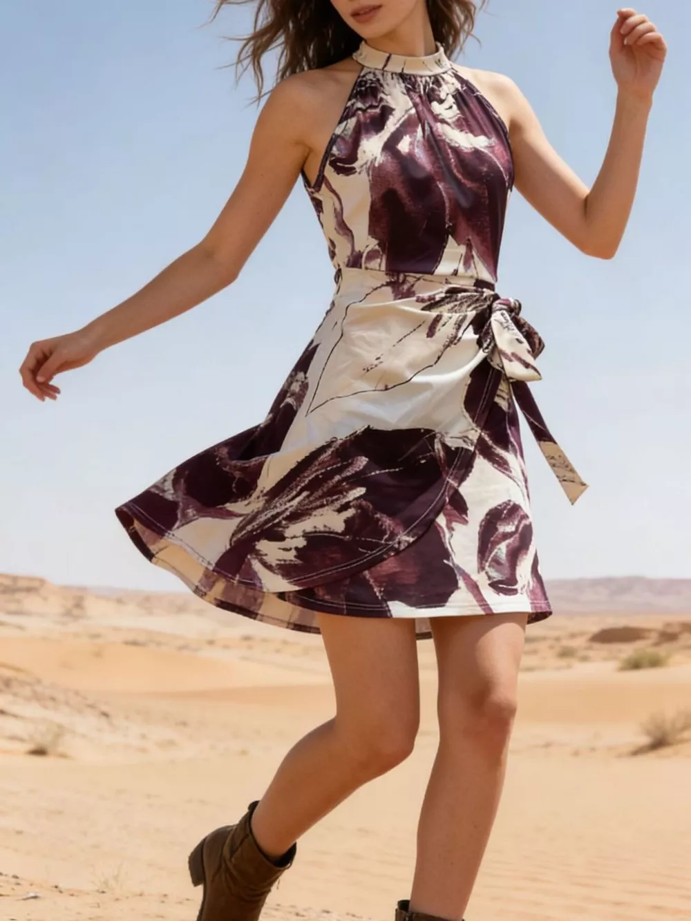 Printed Sleeveless Mini Dress, image 2