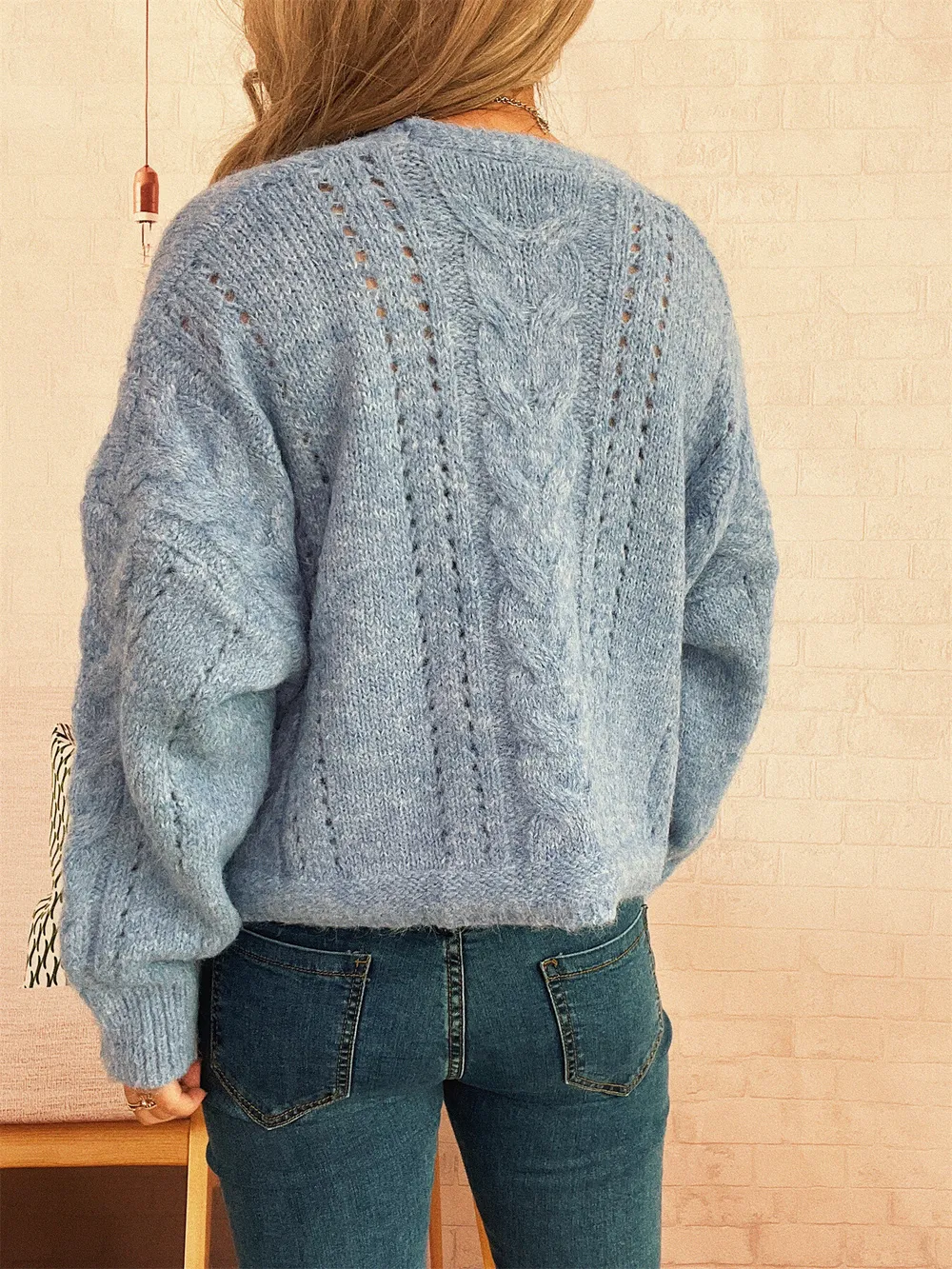 Cable Knit Button-Up Cardigan, image 19