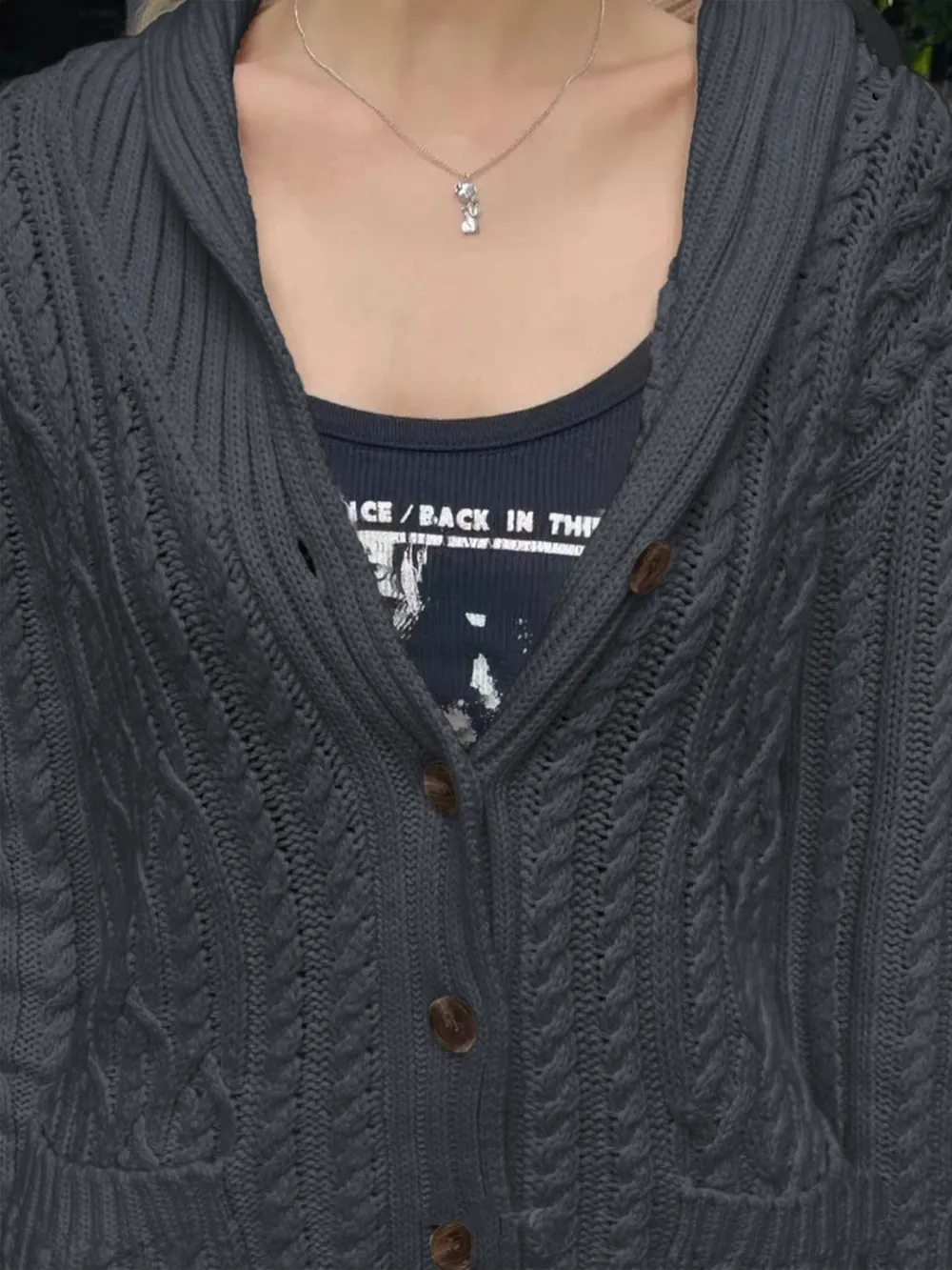 Cable Knit Button Up Cardigan, image 10