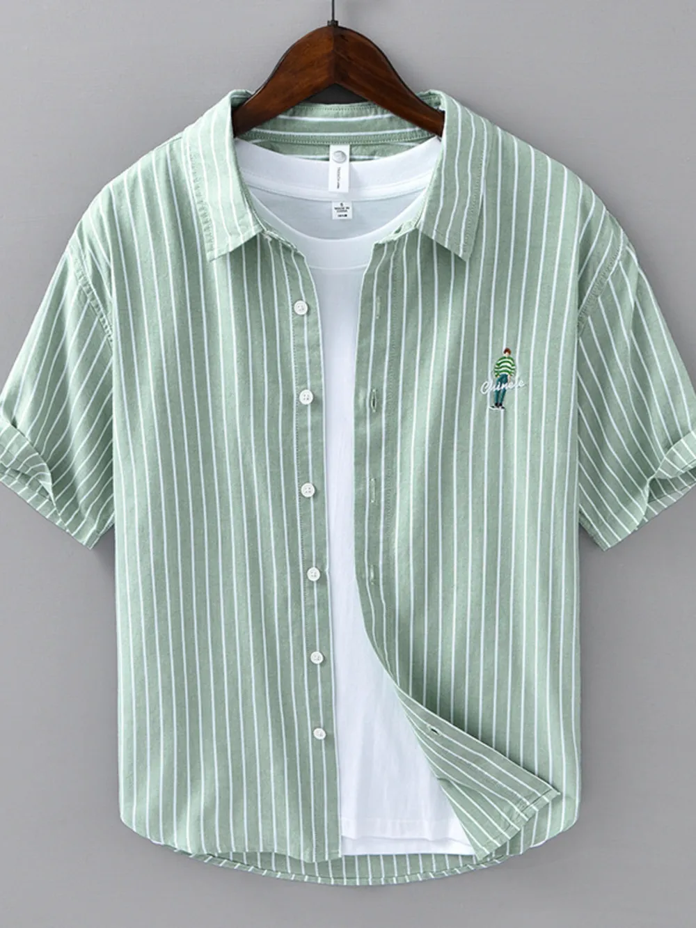 Men's Plus Size Striped Button Up Long Sleeve Shirt, image 6