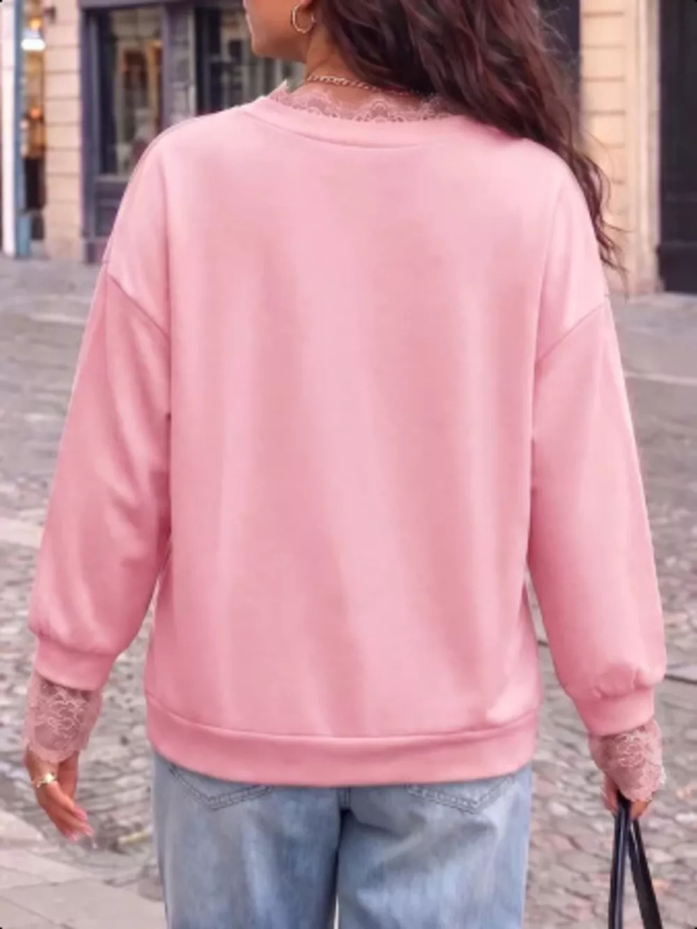 Lace Trim Split Sleeve Sweatshirt, image 10