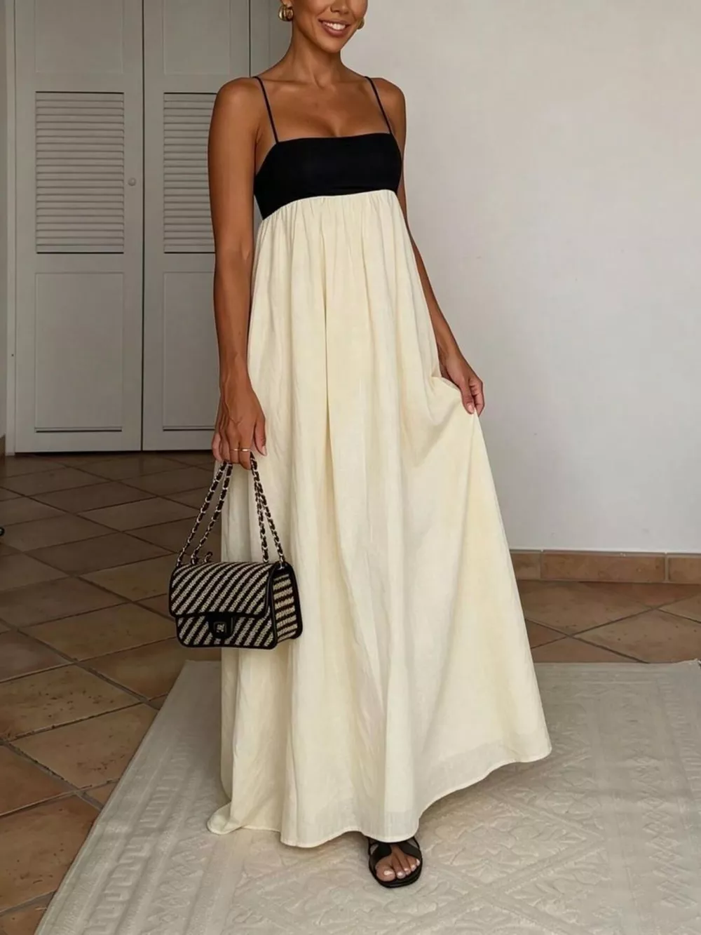 Sleeveless Two-Tone Maxi Dress, image 4