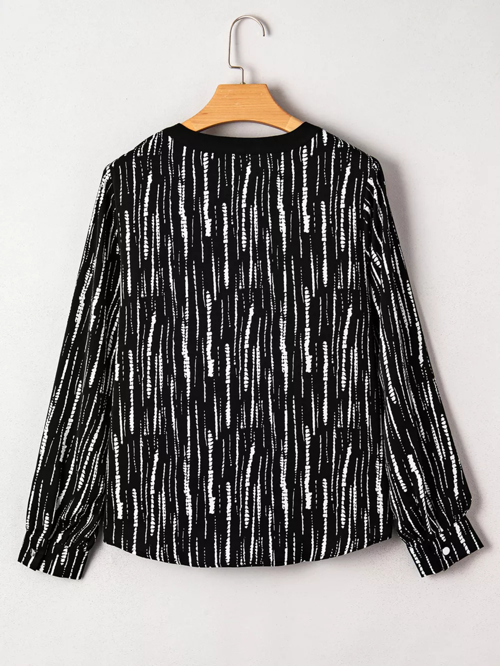 Abstract Printed Notched Long Sleeve Blouse, image 4