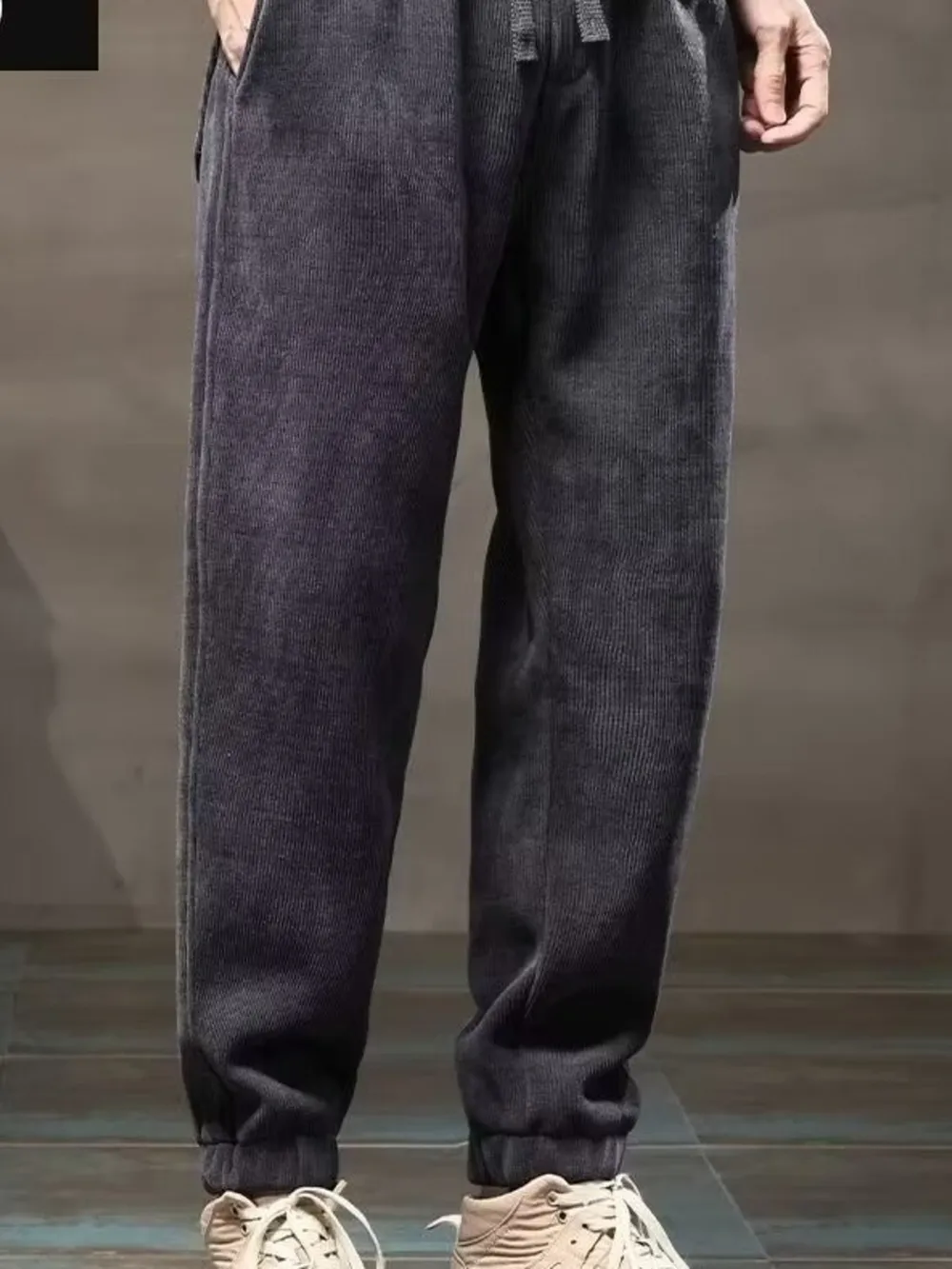 Men's Plus Size Drawstring Joggers with Pockets, image 2
