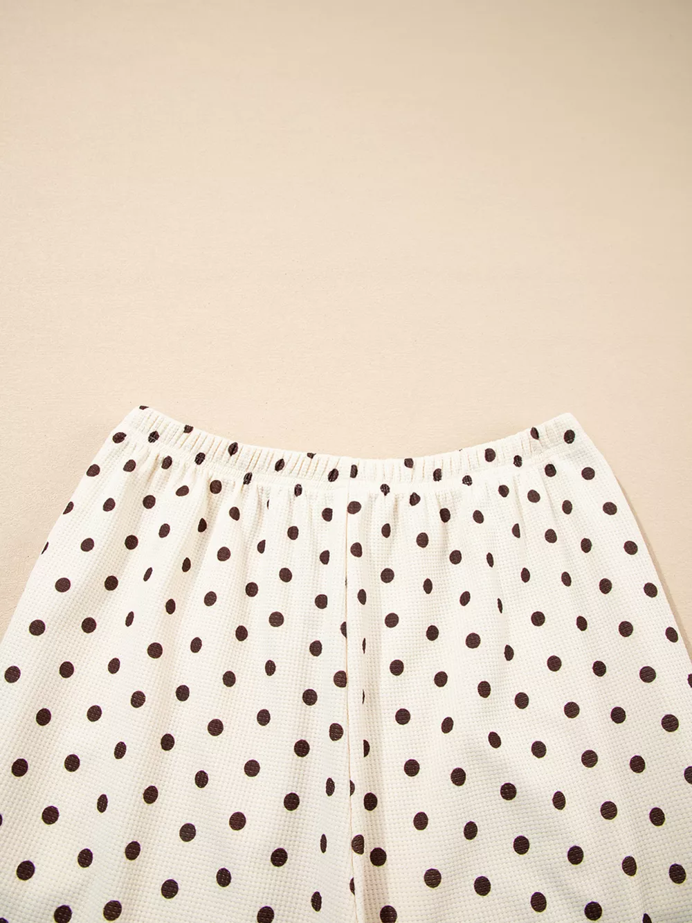 Polka Dot Notched Long Sleeve Top and Drawstring Joggers Lounge Set, image 6