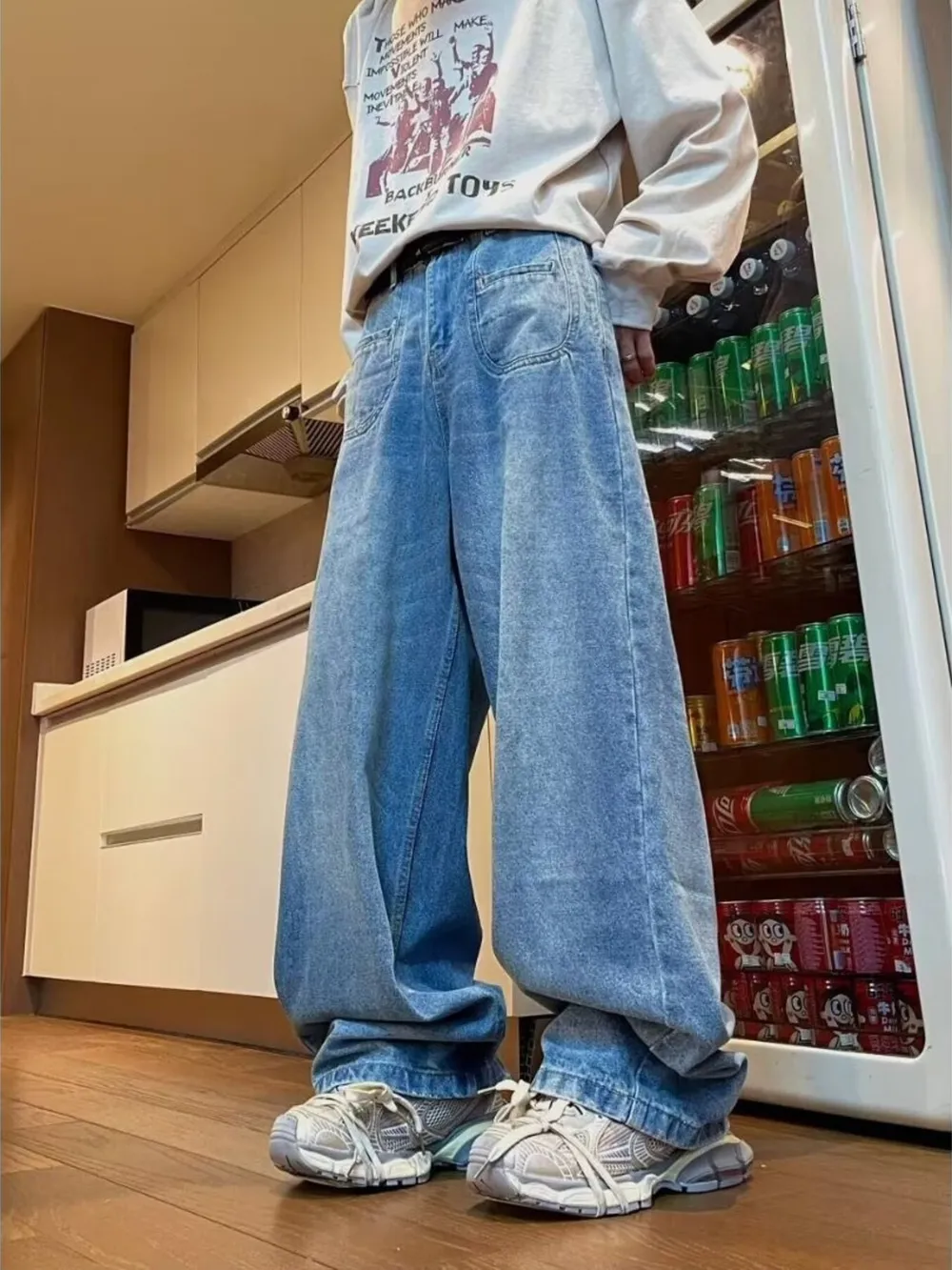 Men's Full Size Wide Leg Washed Jeans Plus Size, image 2