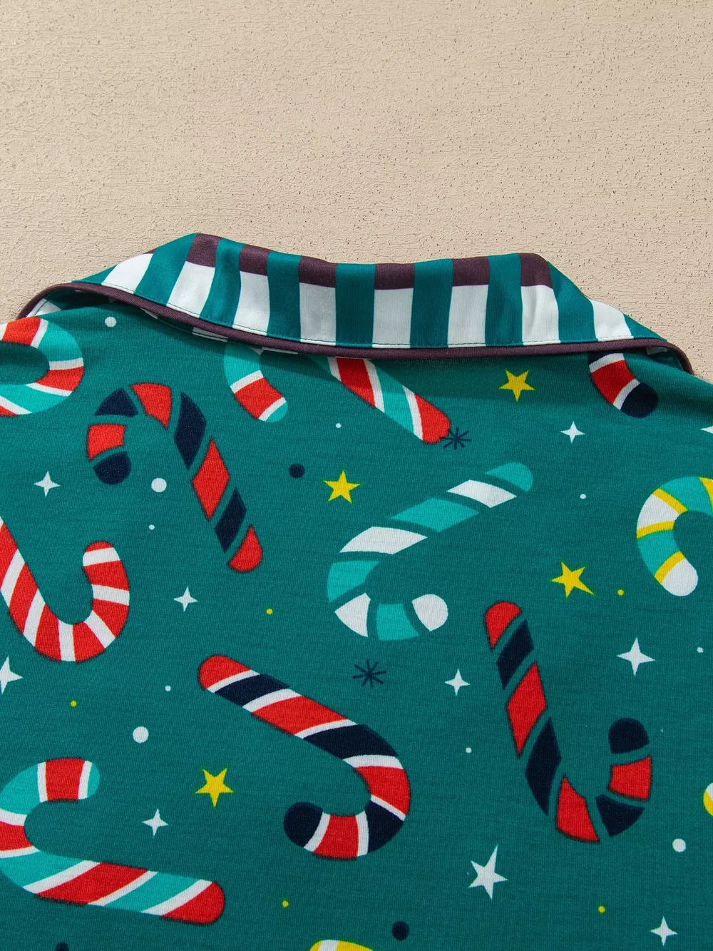 Abstract Candy Cane Print Long Sleeve Two Piece Lounge Set, image 10