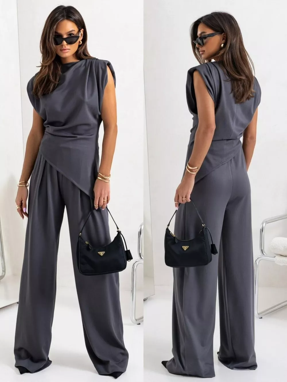 Satin Cowl Neck Top and Pants Set, image 22