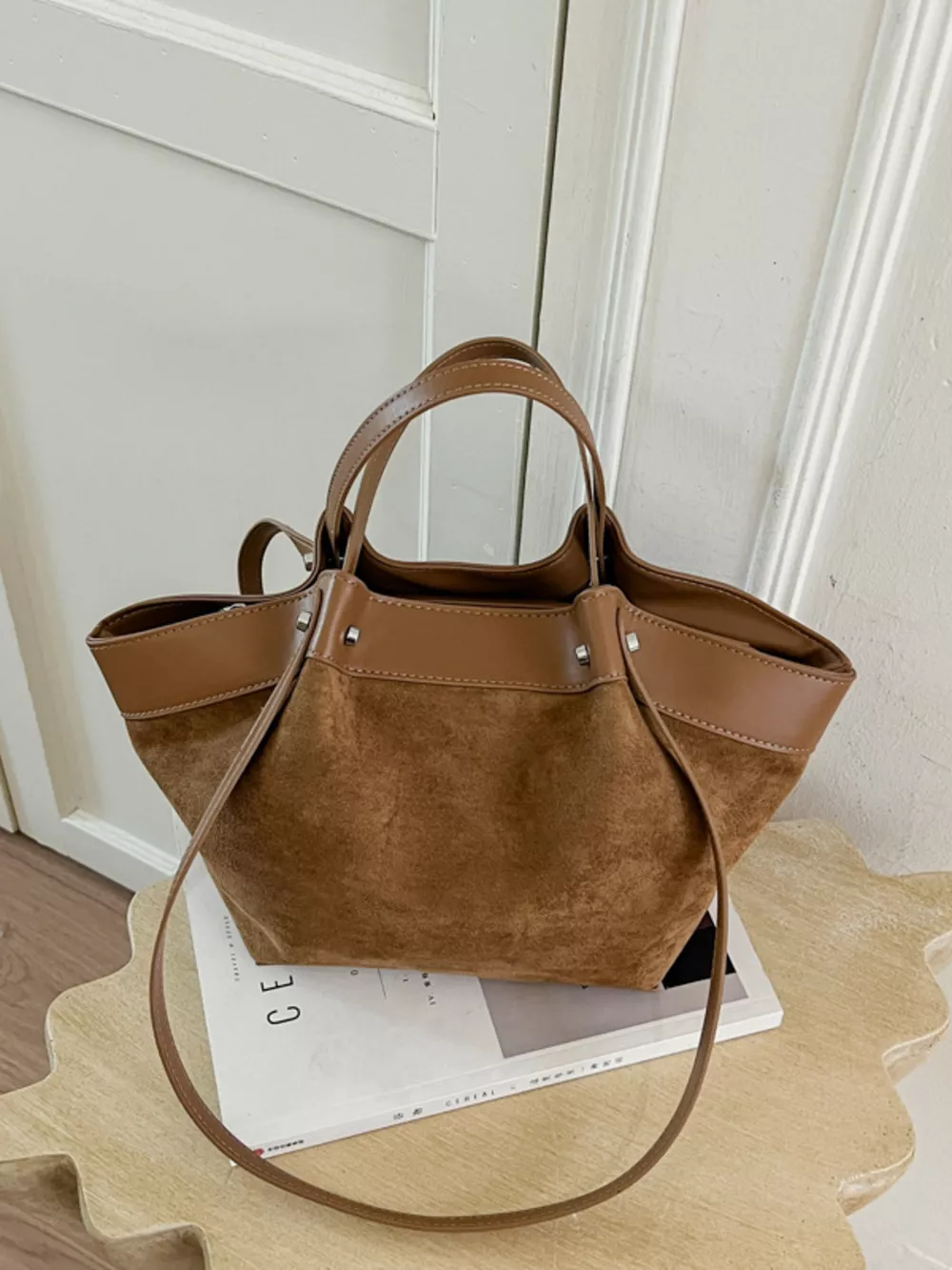 Leather Trim Tote Bag, image 5