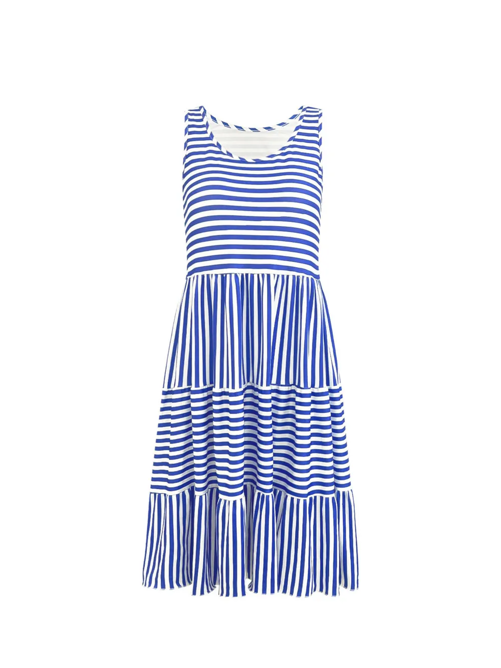 Casual Striped Tiered Ruffle Tank Dress, image 5