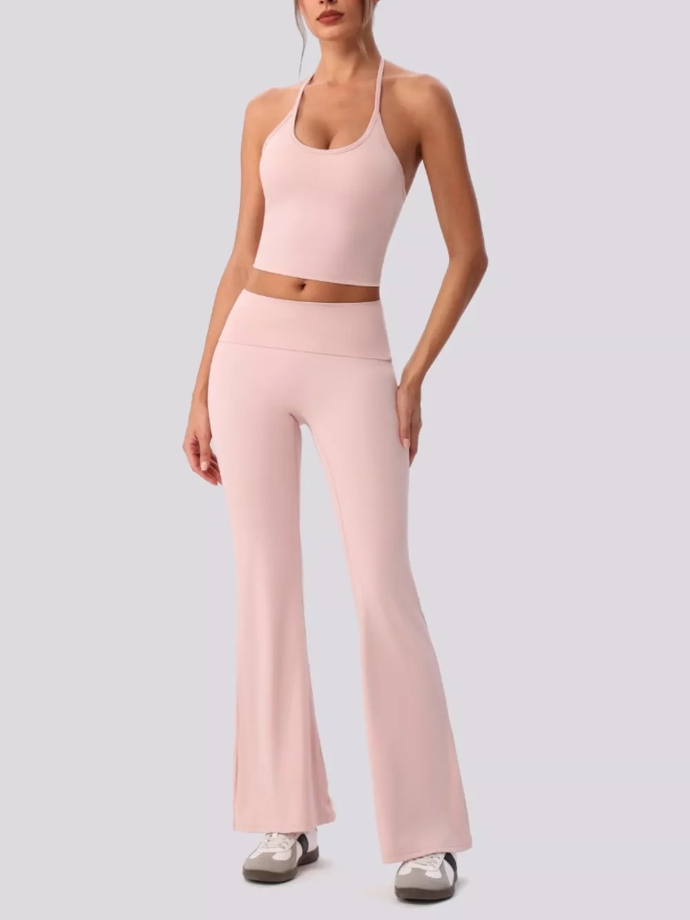 Halter Neck Cami and Flare Leggings Active Set, image 21