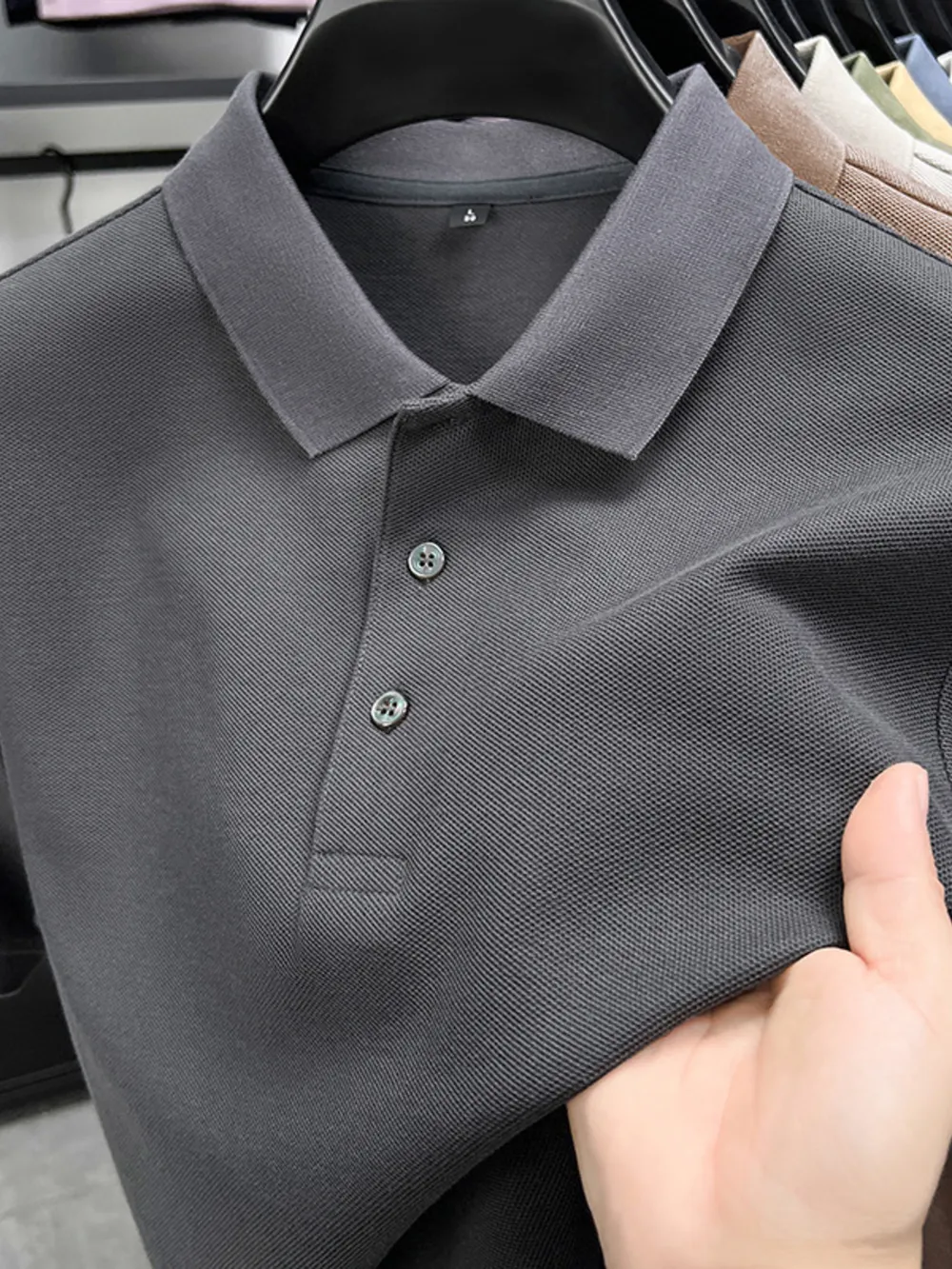 Men's Full Size Button Detail Short Sleeve Polo Plus Size, image 6