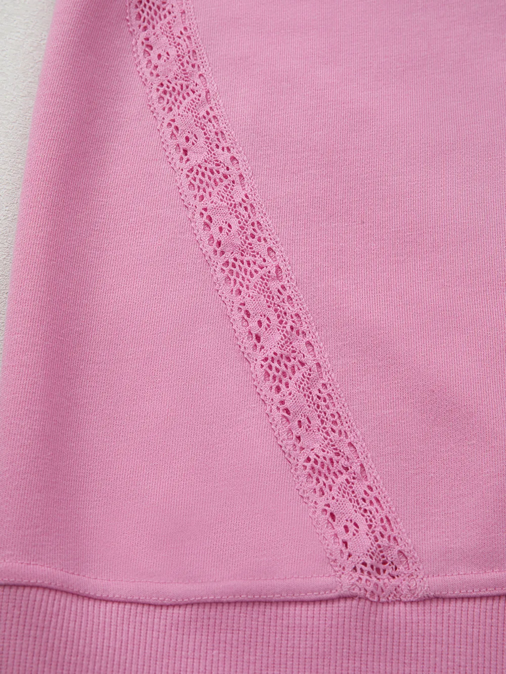 Lace Patched Raglan Sleeve Loose Fit Sweatshirt, image 5