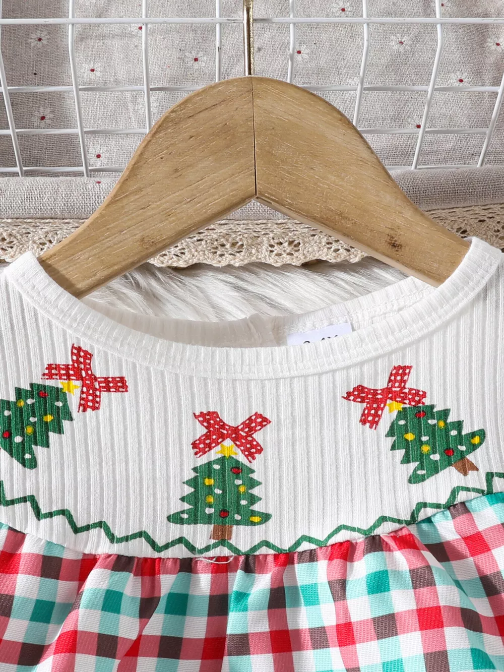 Children's Christmas Tree Plaid Dress, image 7
