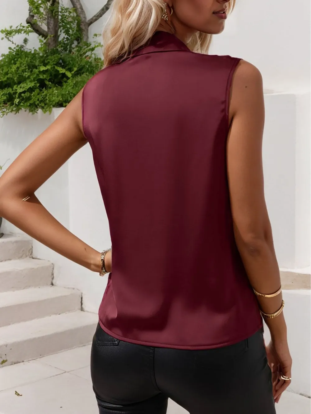 Ruched Surplice Sleeveless Top, image 9