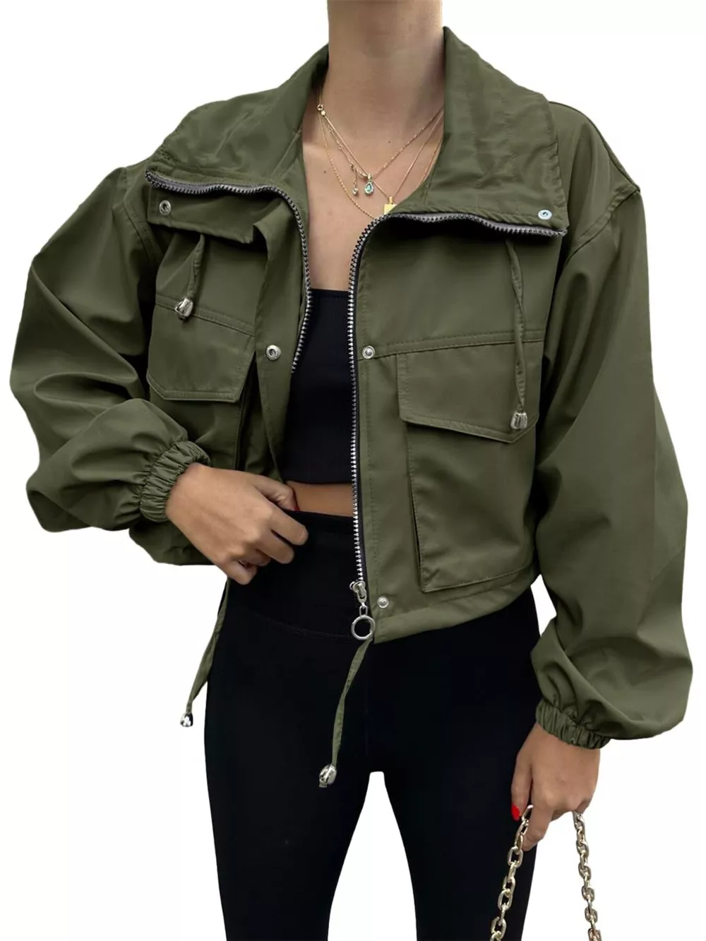 Drawstring Hem Zip Up Jacket, image 15