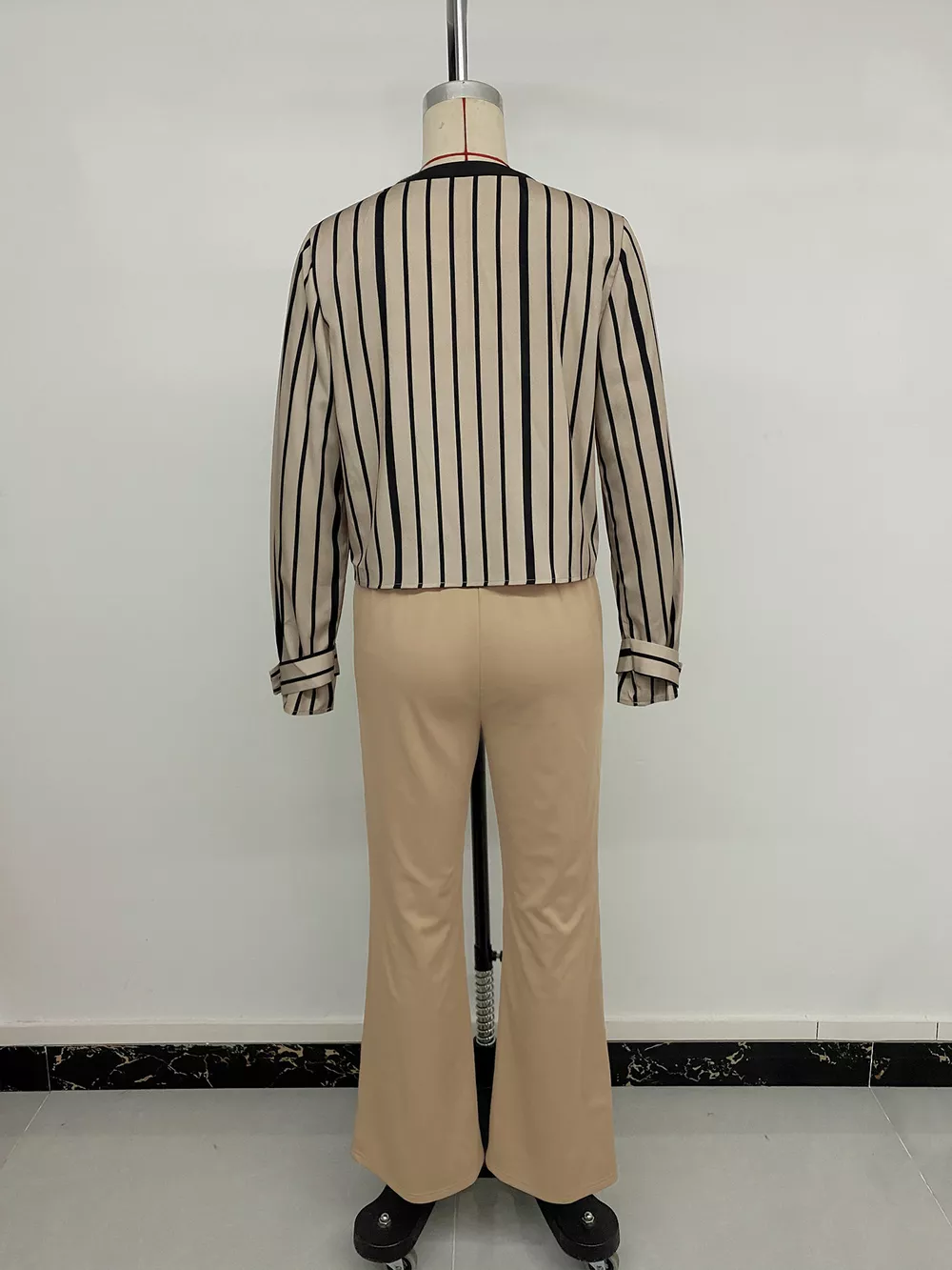 Striped Button-Down Shirt and High-Waisted Flare Pants Set, image 19