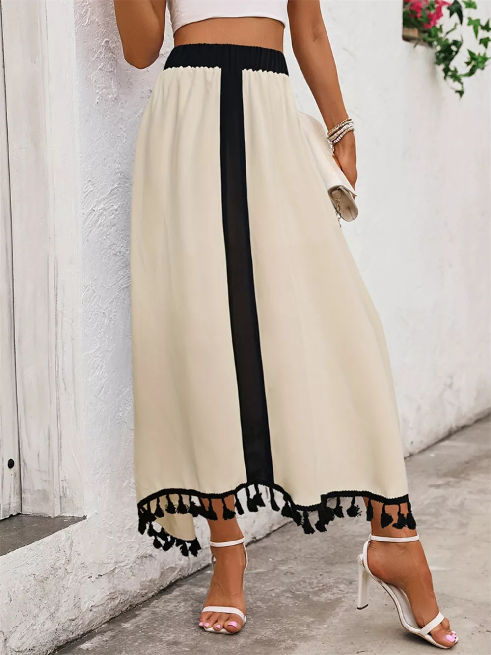 Tassel Trim High Waist Skirt, image 2