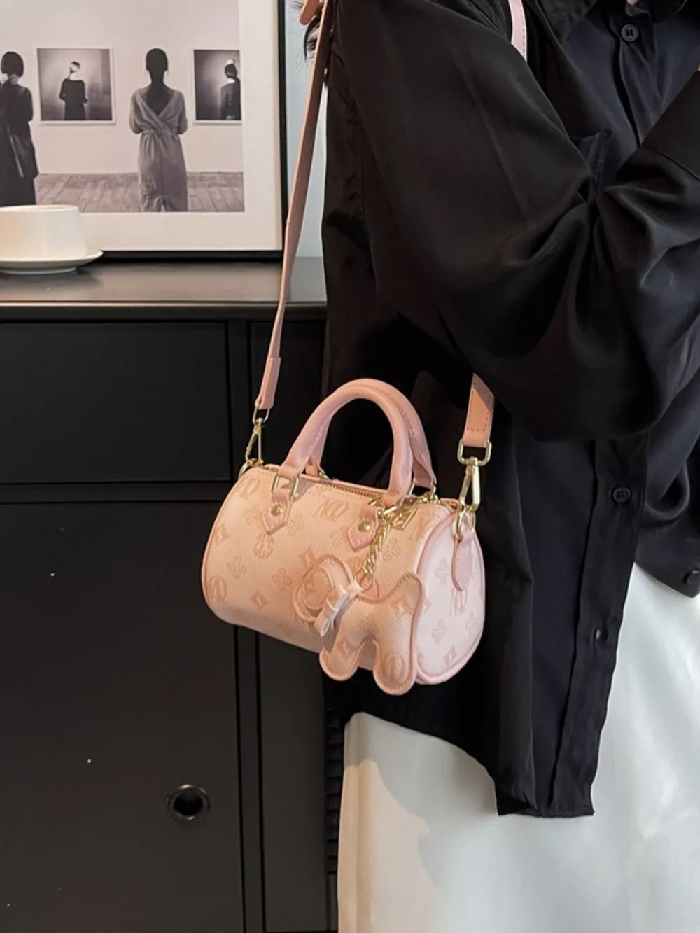 Barrel Crossbody Bag with Charm, image 11