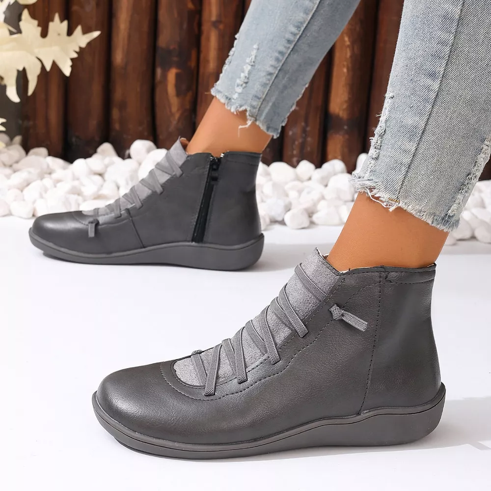 Lace-Up Faux Leather Ankle Boots, image 26