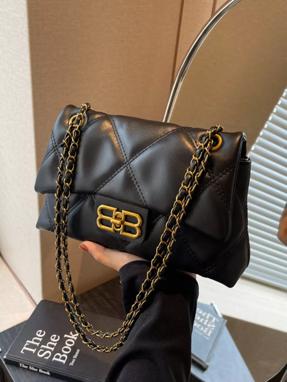 Quilted Flap Chain Crossbody Bag, image 4