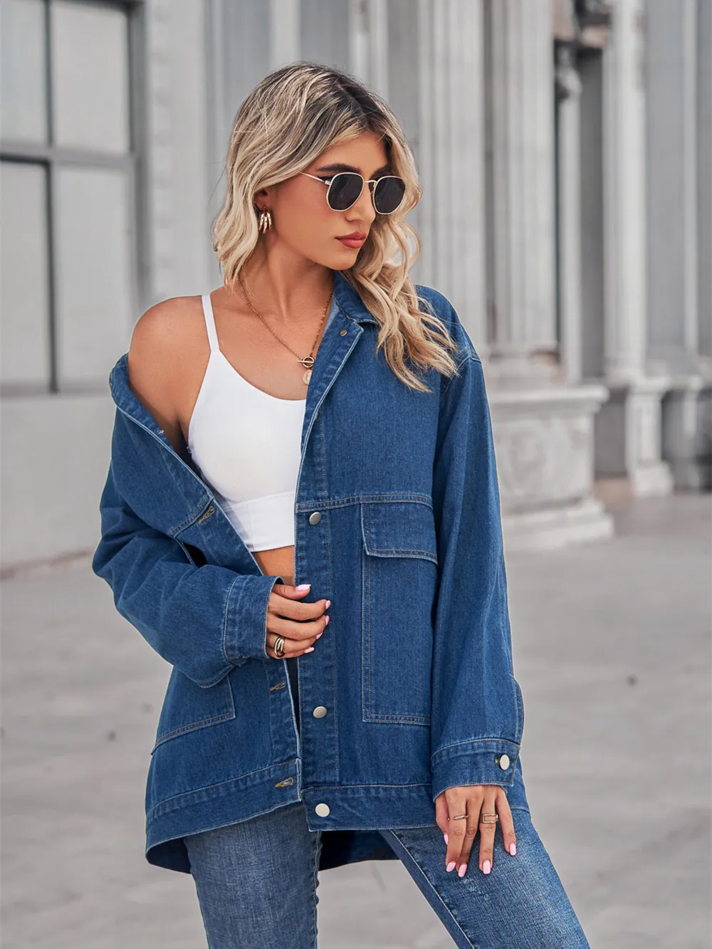 Button Up Long Sleeve Denim Jacket, image 14