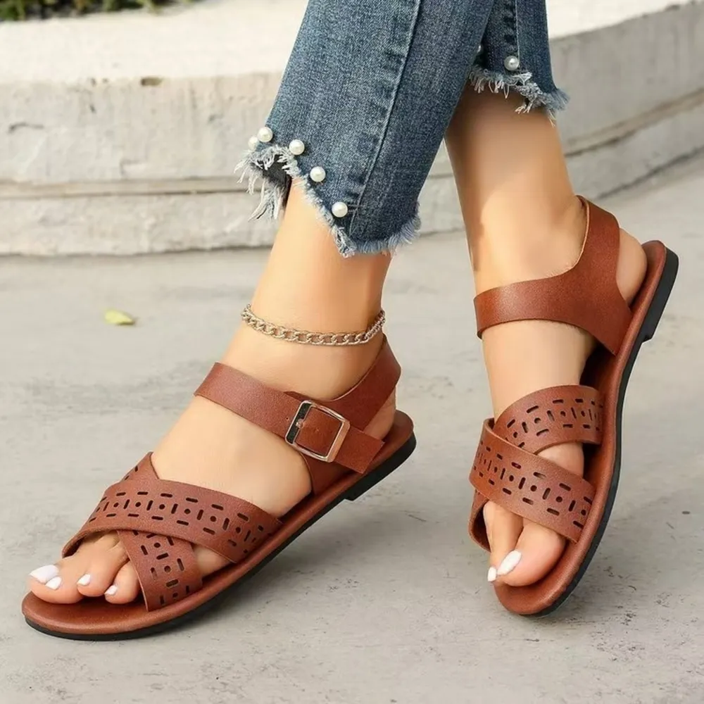 Crisscross Strap Flats Sandals, image 5