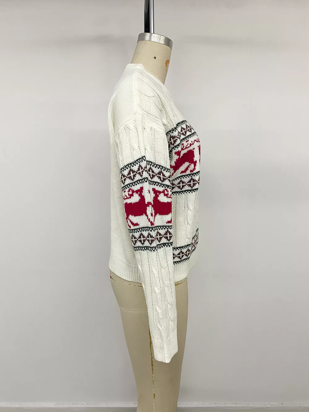 Christmas Reindeer Pattern Cable Knit Sweater, image 12