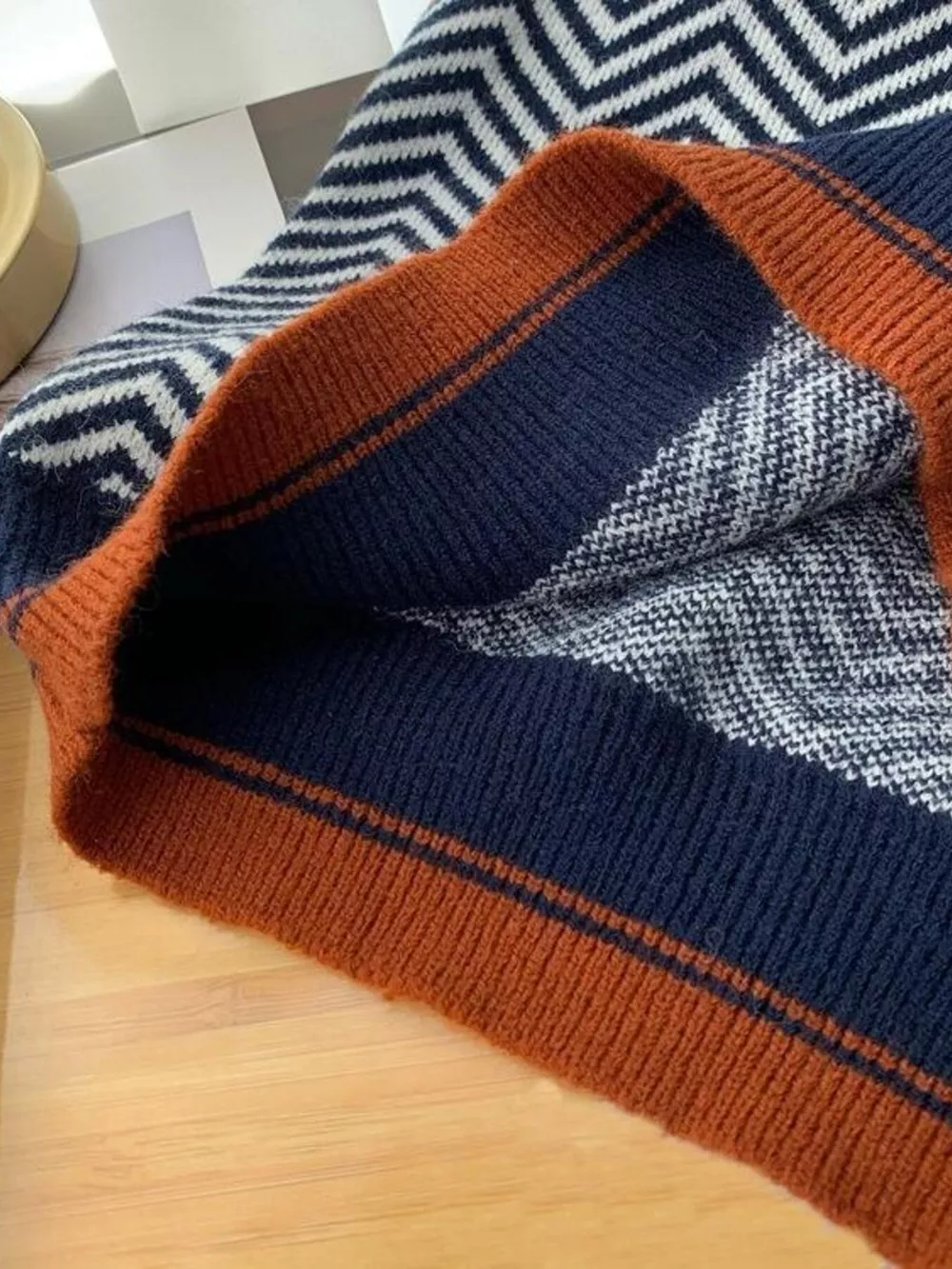 Chevron Pattern V-Neck Knit Sweater Vest, image 7