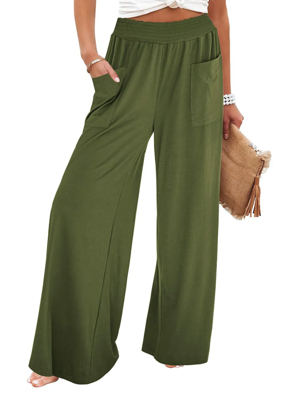 High-Waisted Wide Leg Pants with Pockets, image 12