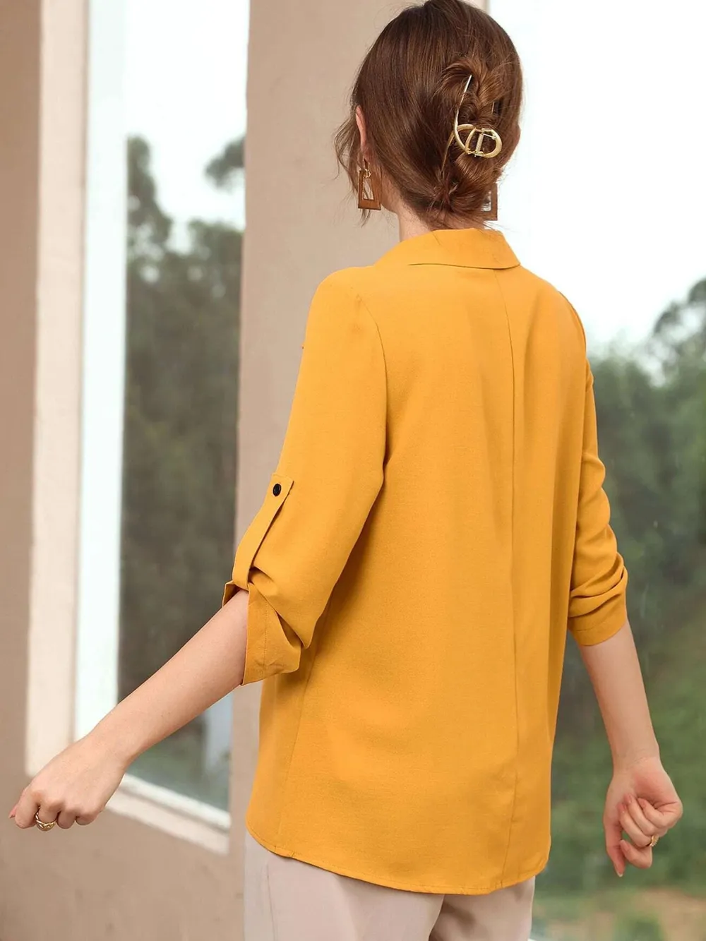 Collared Neck Half Sleeve Blouse, image 4