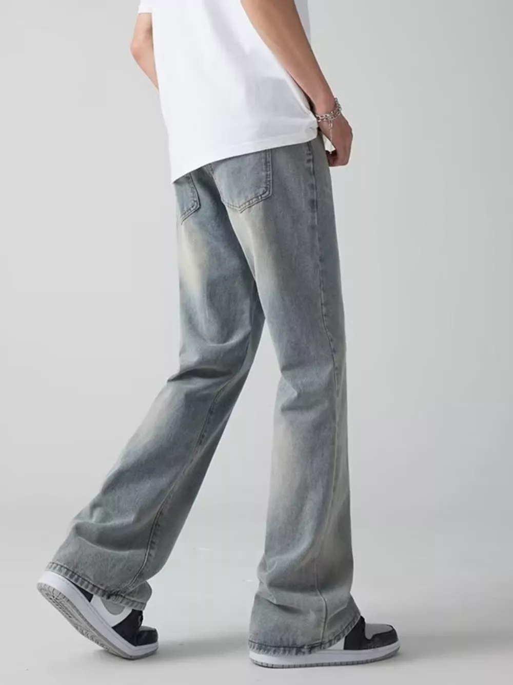 Men's Plus Size Vintage Wash Wide Leg Jeans, image 7